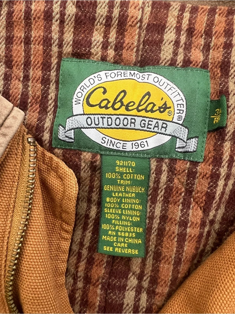 Cabelas Barn Field Jacket Men's 3XL Brown Canvas Plaid Lined Hunting Workwear